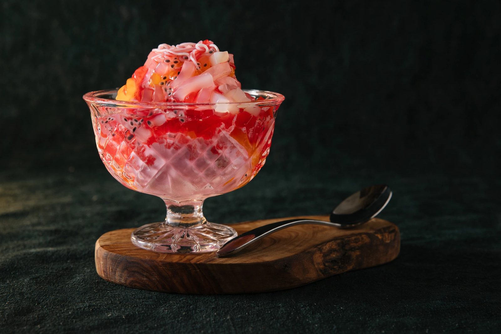 Authentic falooda in a crystal coupe with rose syrup and vermicelli